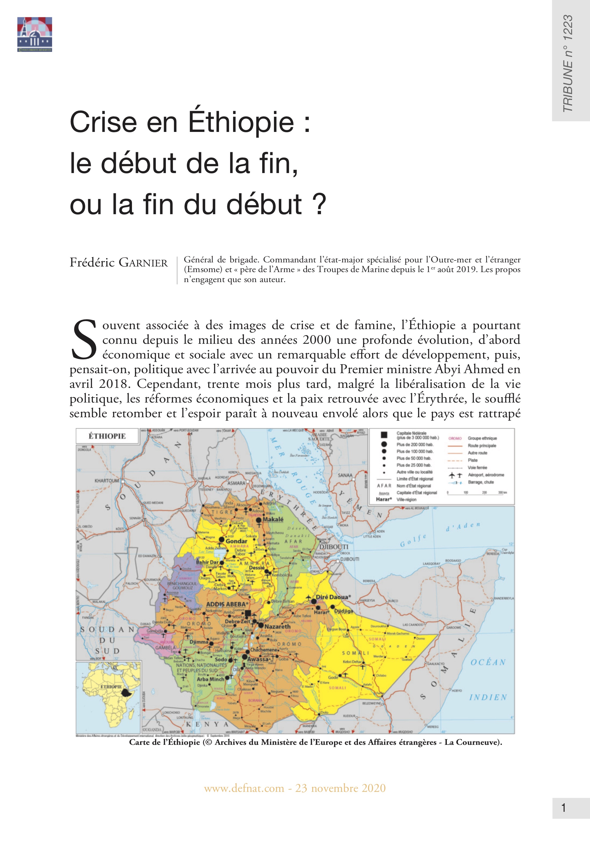 Crise en Éthiopie : le début de la fin, ou la fin du début ? (T 1223)
